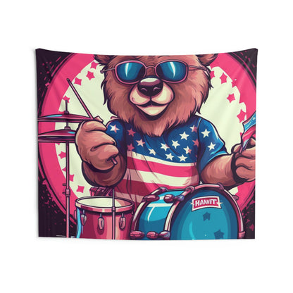 Drumroll for Freedom: Celebrate 4th of July with the Patriotic Bear's Rhythms Indoor Wall Tapestries