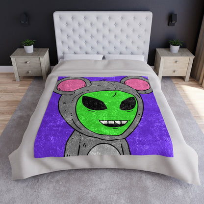 The Visitor Mouse Alien Character Crushed Velvet Blanket