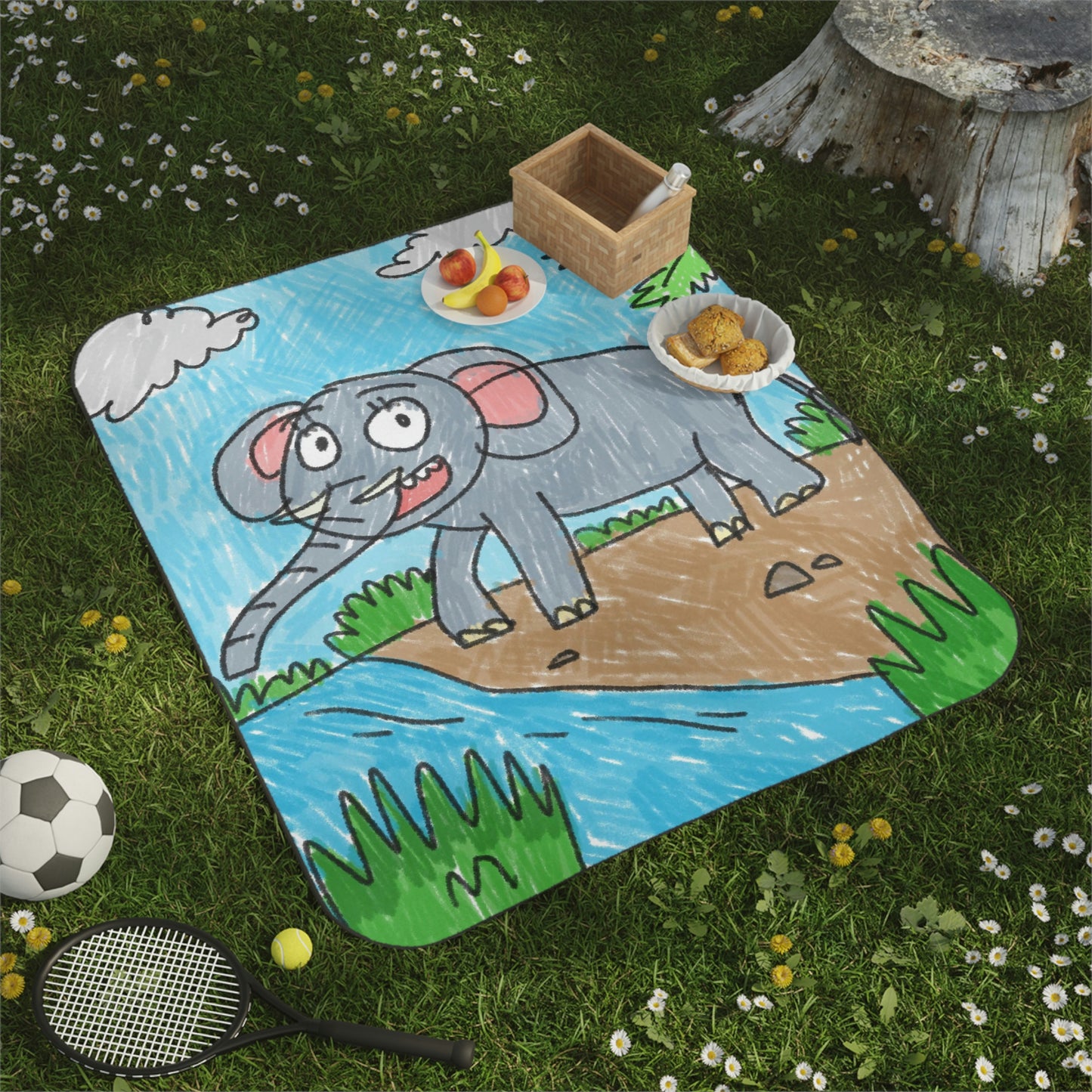 Elefante Elephant King Safari Animal Picnic Blanket