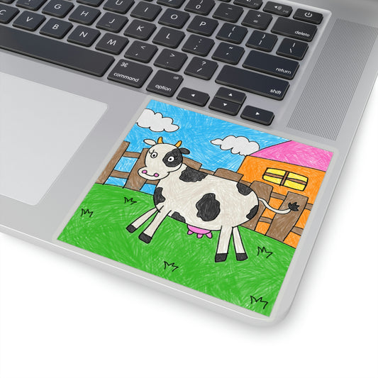 Cow Moo Farm Barn Animal Character Kiss-Cut Stickers