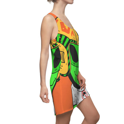 Alien Green Sporty Women's Cut & Sew Racerback Dress (AOP)