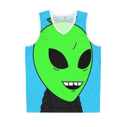 Green Apple Chipped tooth Visitor Smiling Basketball Jersey (AOP)