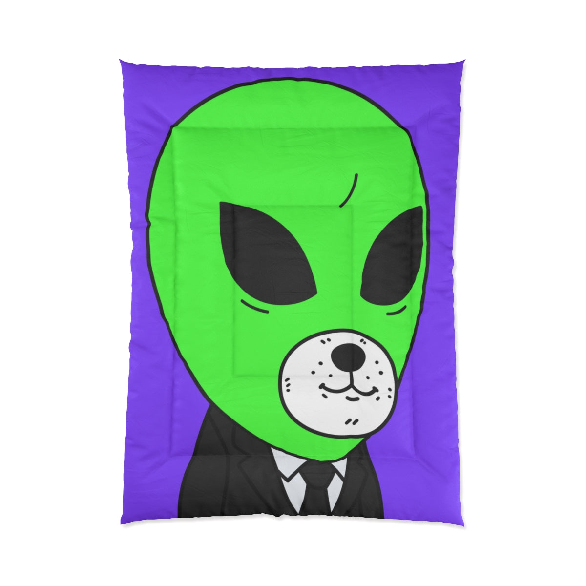 Green Alien Business Suit Dog Face Visitor Bed Comforter