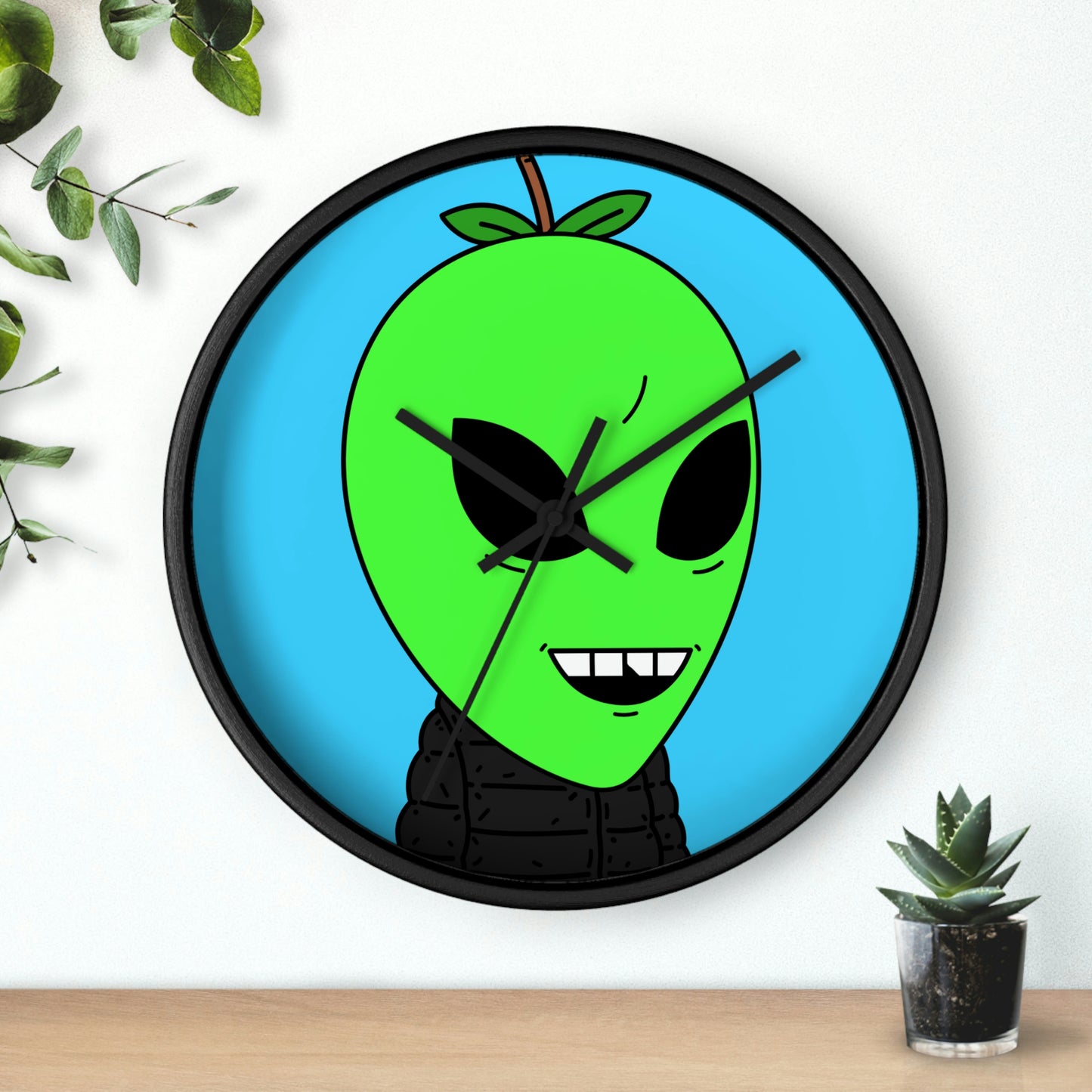 Green Apple Chipped tooth Visitor Smiling Wall clock