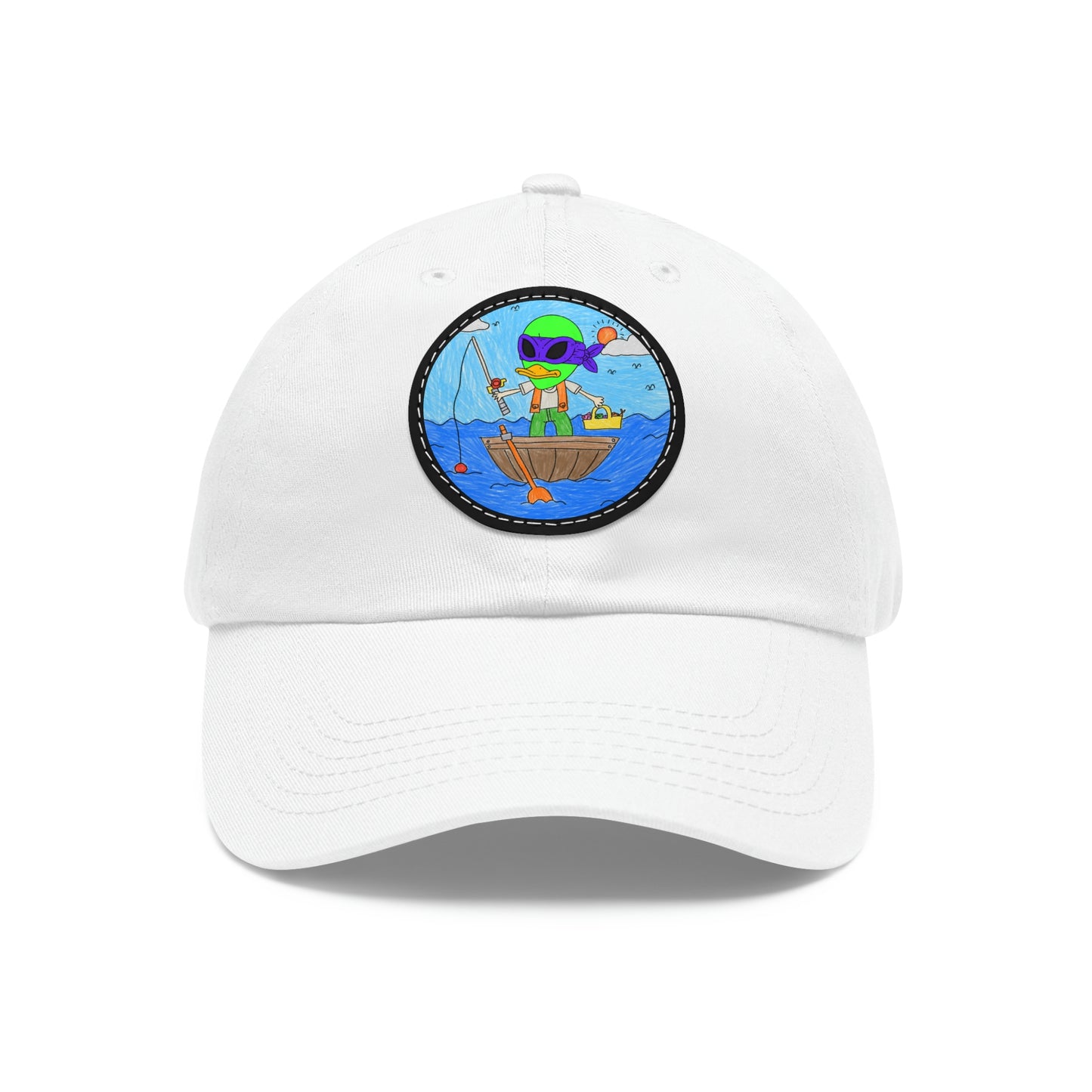 Alien Fisherman Visitor 751 Fish Dad Hat with Leather Patch (Round)