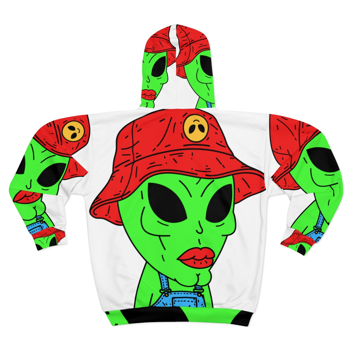 Structured Face Skeletal Alien AOP Unisex Zip Hoodie