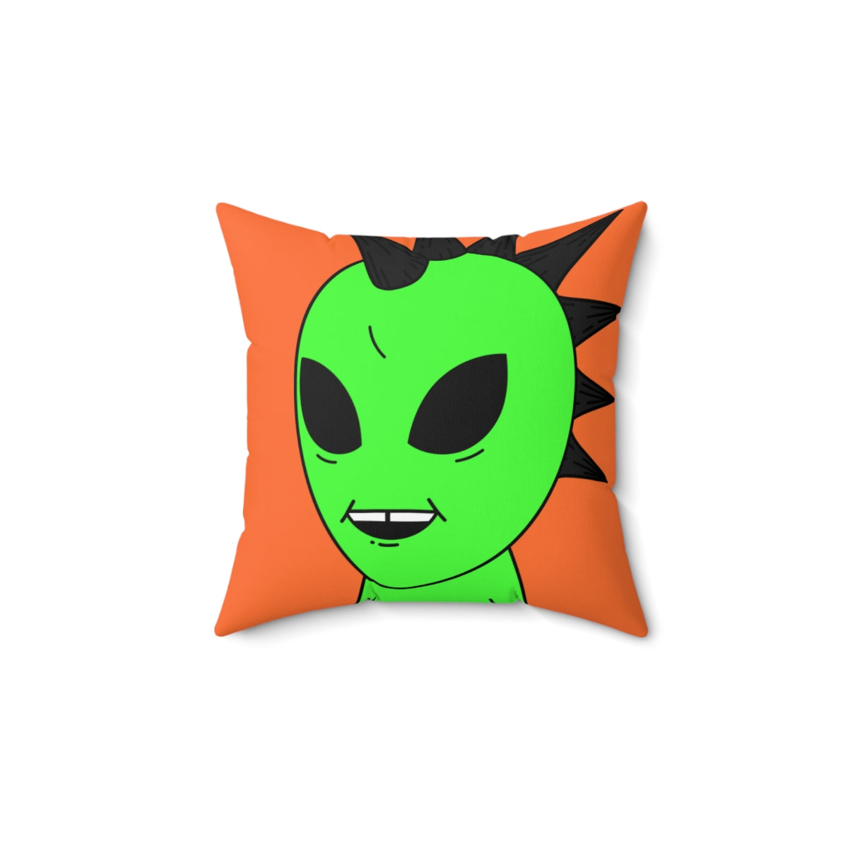 Black Hair Spiked Visitor Alien Spun Polyester Square Pillow