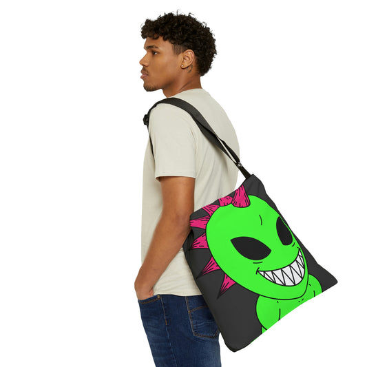 Spiked Pink Hair Muscle Alien Visitor Adjustable Tote Bag (AOP)