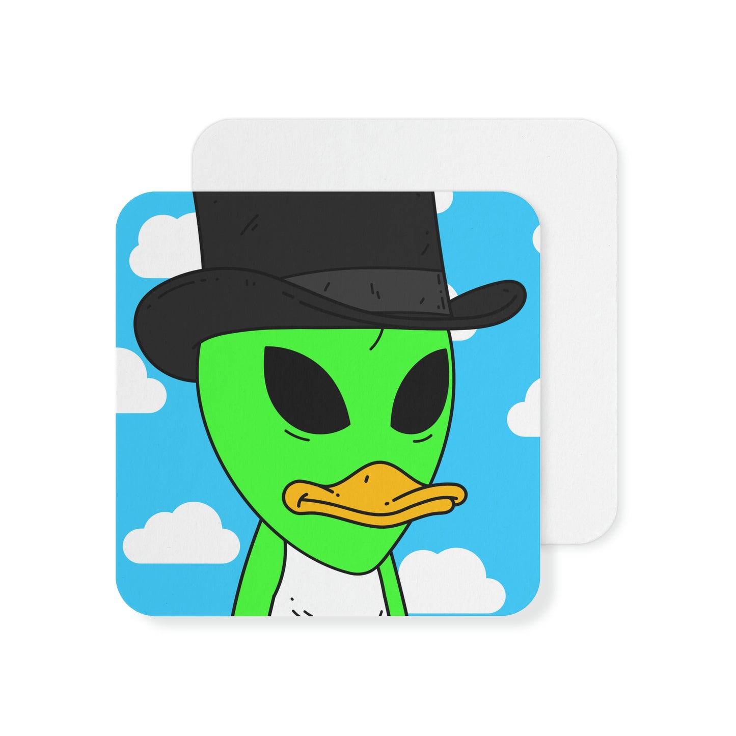 The Visitors Green Alien Duck Black Top Hat Coasters (50, 100 pcs)