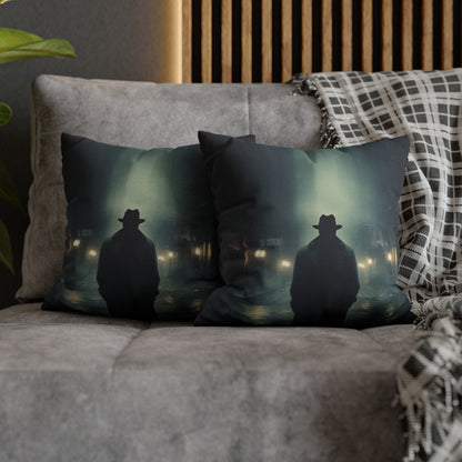 Mystery Detective Alley - Noir Book Cover Artwork Spun Polyester Square Pillow Case