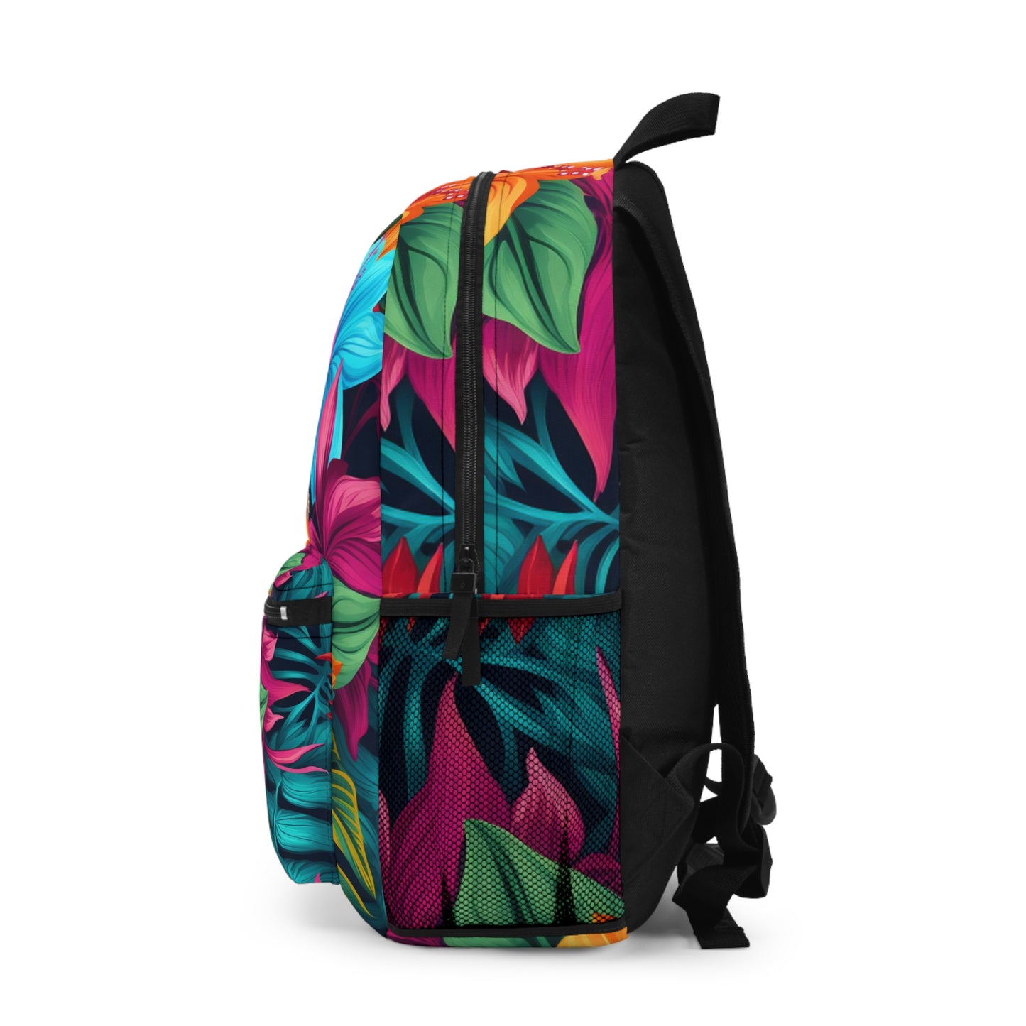 Vibrante diseño de estampado floral tropical de inspiración hawaiana Mochila