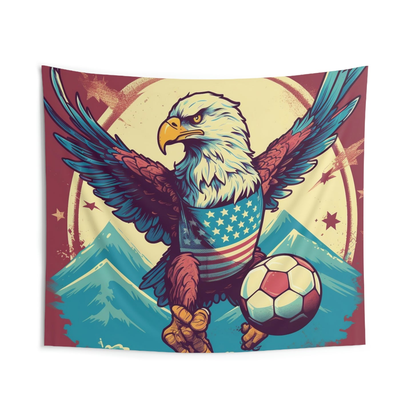 American Bald Eagle Soccer Athletic Team USA Graphic Indoor Wall Tapestries