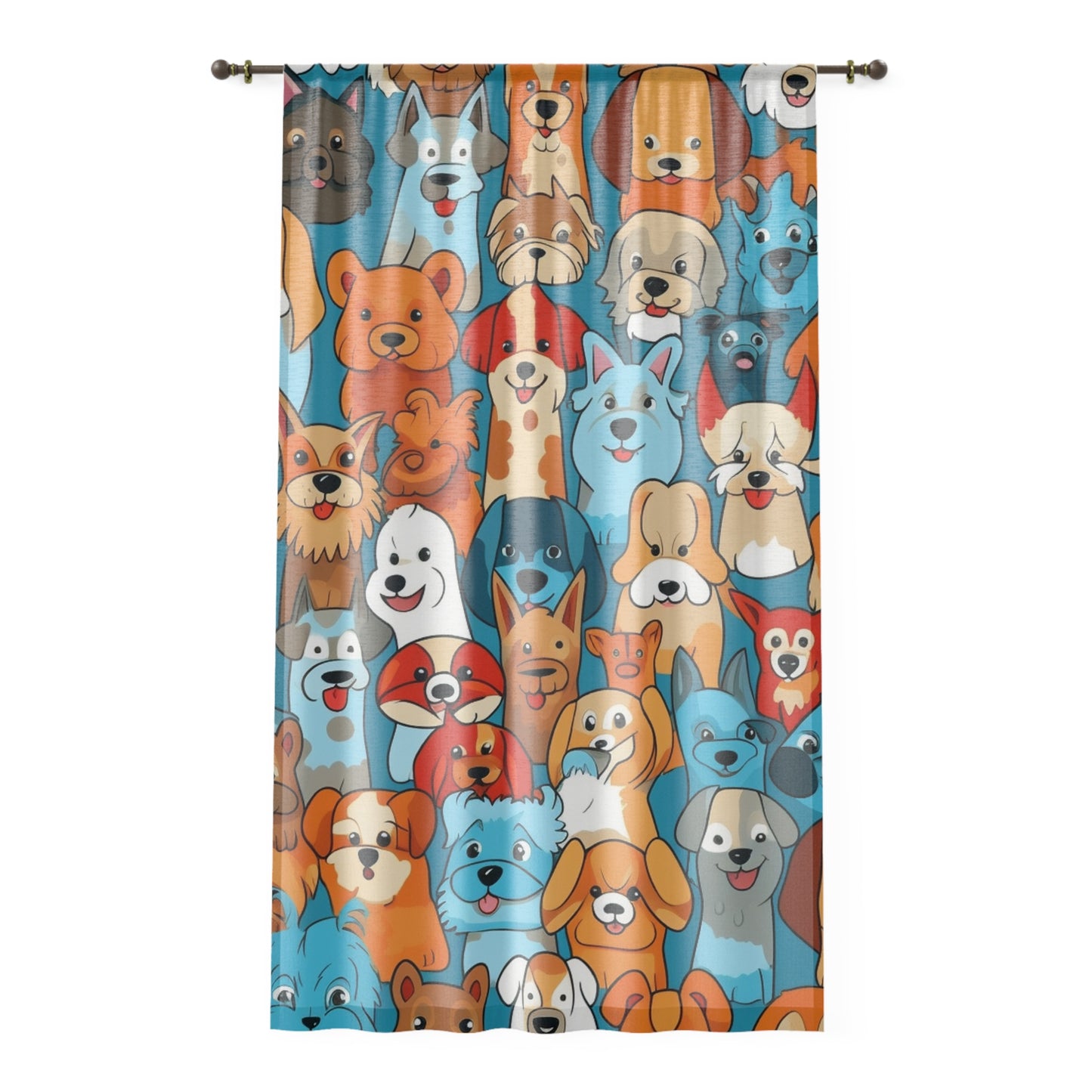 Cute Cartoon Dogs Whimsical Pattern Design Window Curtain