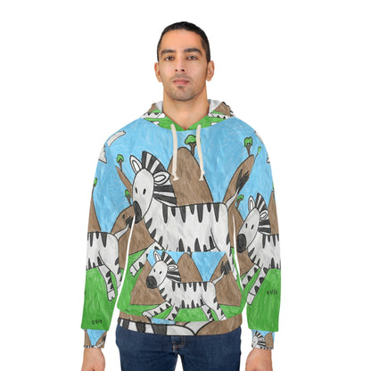 Zebra Graphic Hipster Zebra Animal AOP Unisex Pullover Hoodie