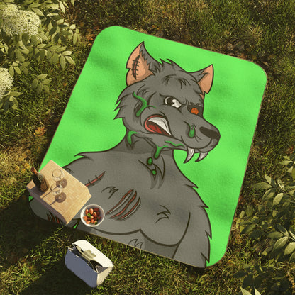 Wolf Grey Cyborg Animal Werewolve Picnic Blanket