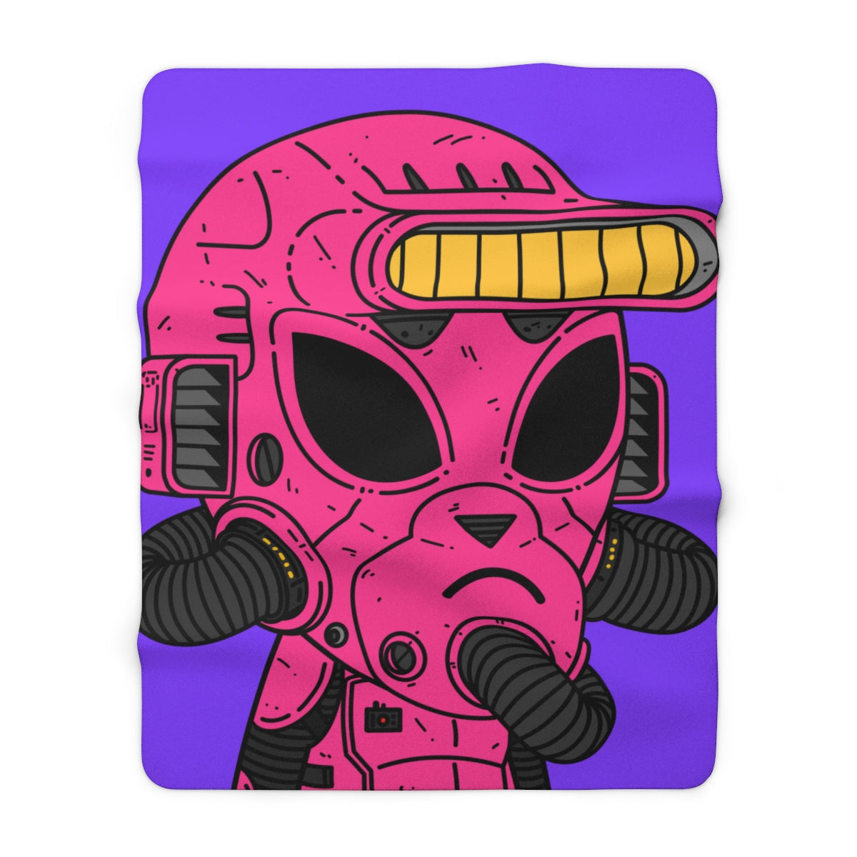 Armored Pink Future Alien Cyborg Machine Visitor Sherpa Fleece Blanket