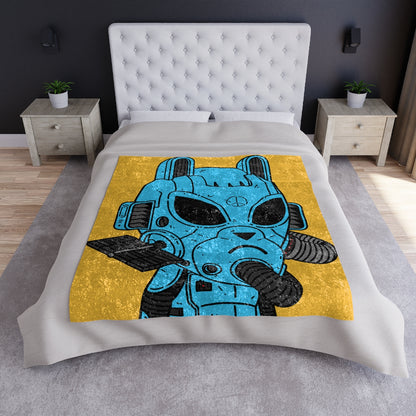 Armored Blue Peace Future Alien Cyborg Machine Visitor Crushed Velvet Blanket - Visitor751