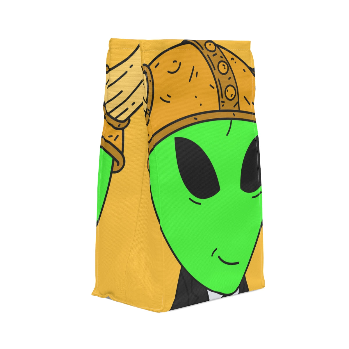 Green Smirk Face Alien Viking Helmet Black Business Suit Visitor Polyester Lunch Bag