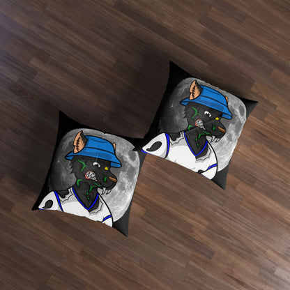 Full Moon Cyborg Werewolve Wolf Tufted Floor Pillow, Square