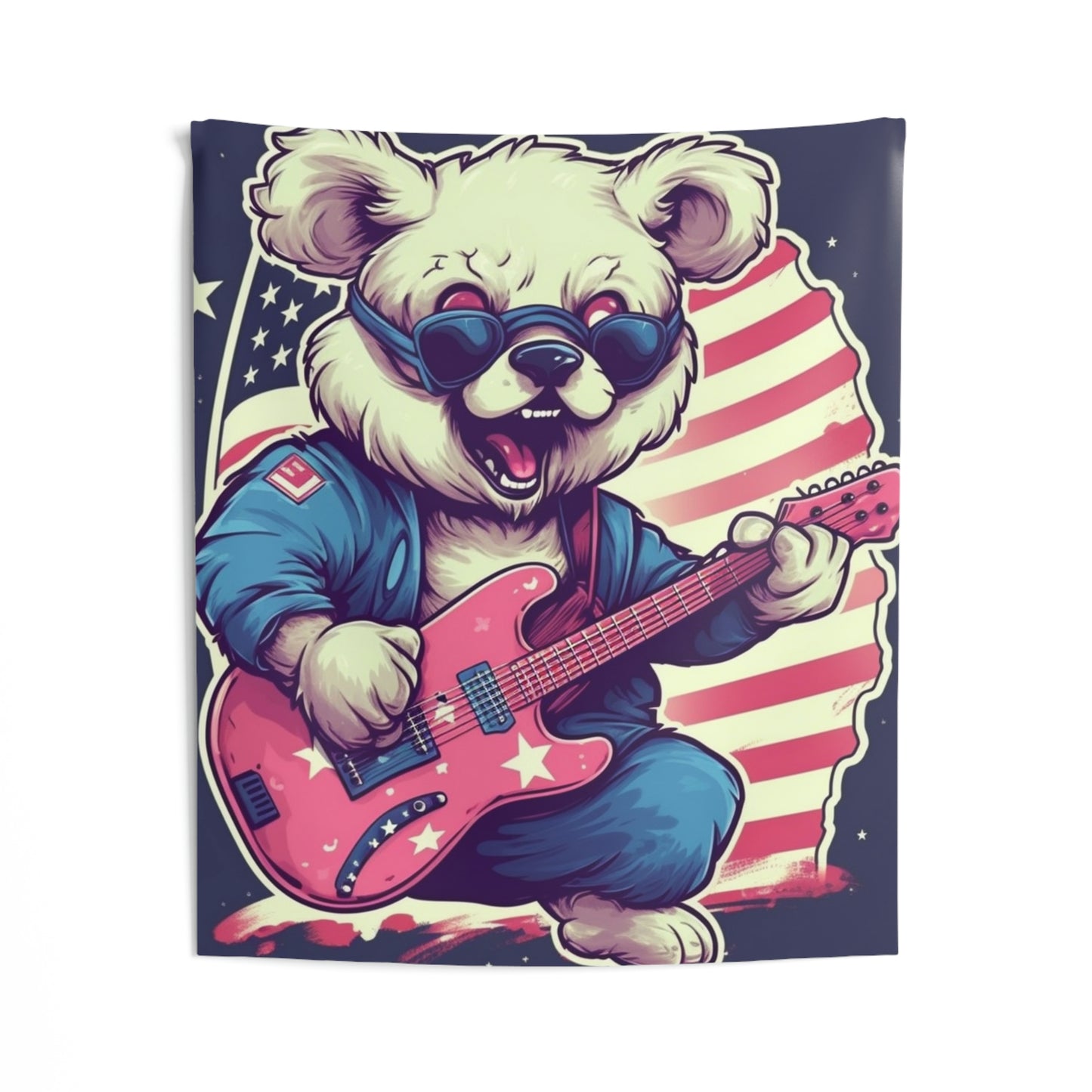 Rock and Roll Independence: Patriotism Patriotic Bear's Guitar Indoor Wall Tapestries