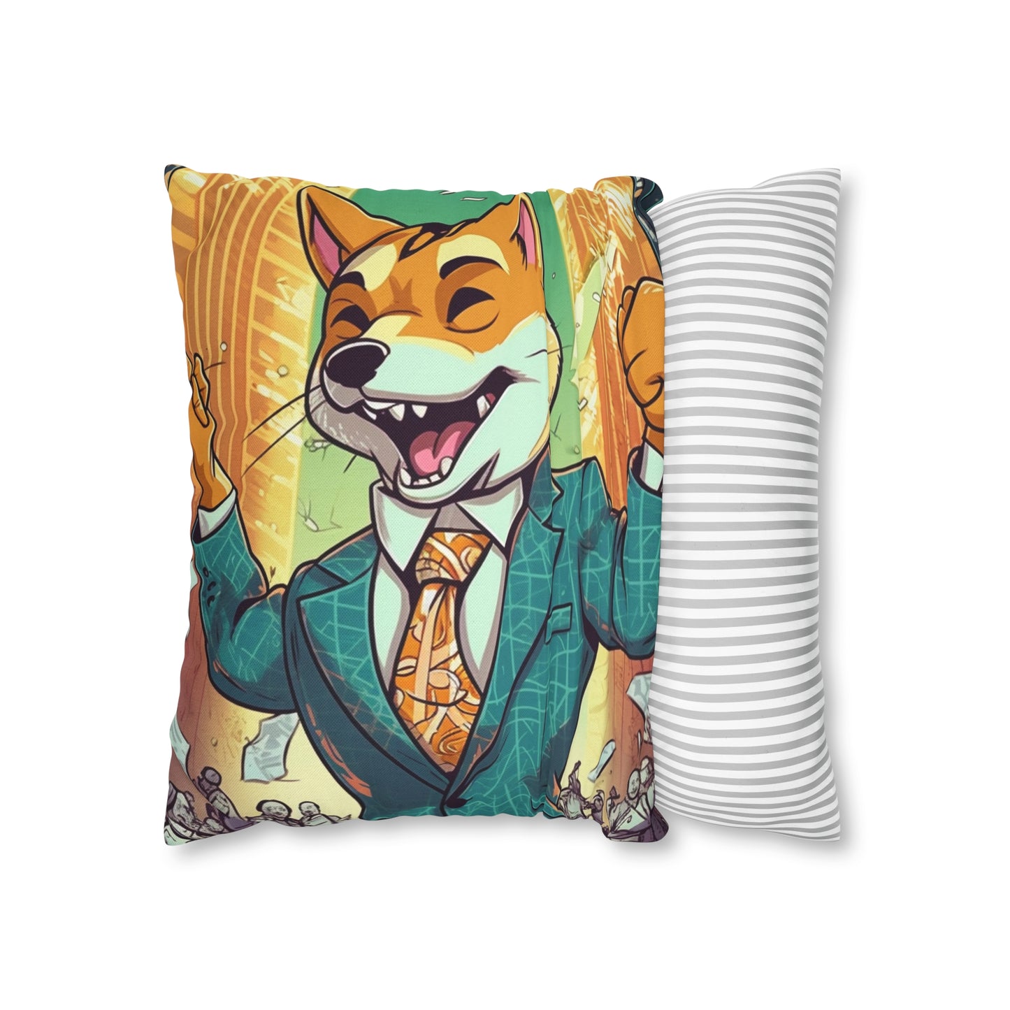 Synthwave Shiba Inu NYSE Collector's Gear: Spun Polyester Square Pillow Case