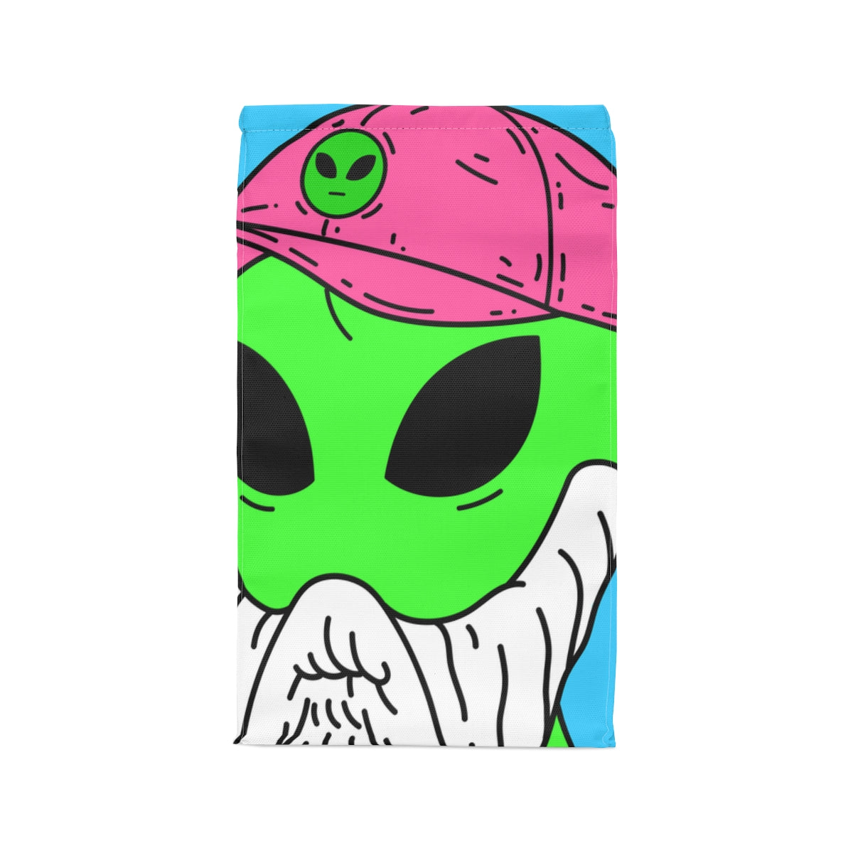 Bearded Green Visitor Pink Alien Hat Cartoon Comic Polyester Lunch Bag