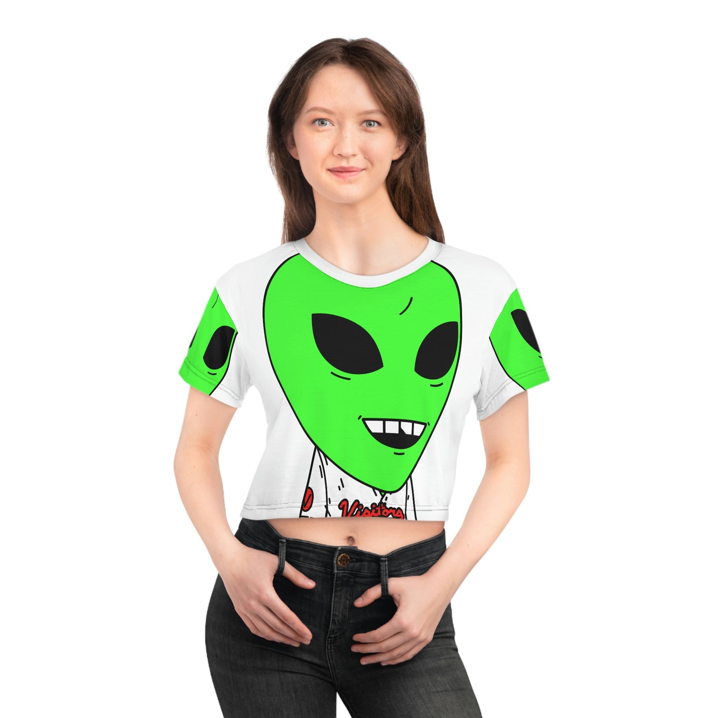 Alien Green Sporty Crop Tee (AOP)