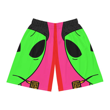 Pipe Smoking Green Alien Black Beanie Basketball Shorts