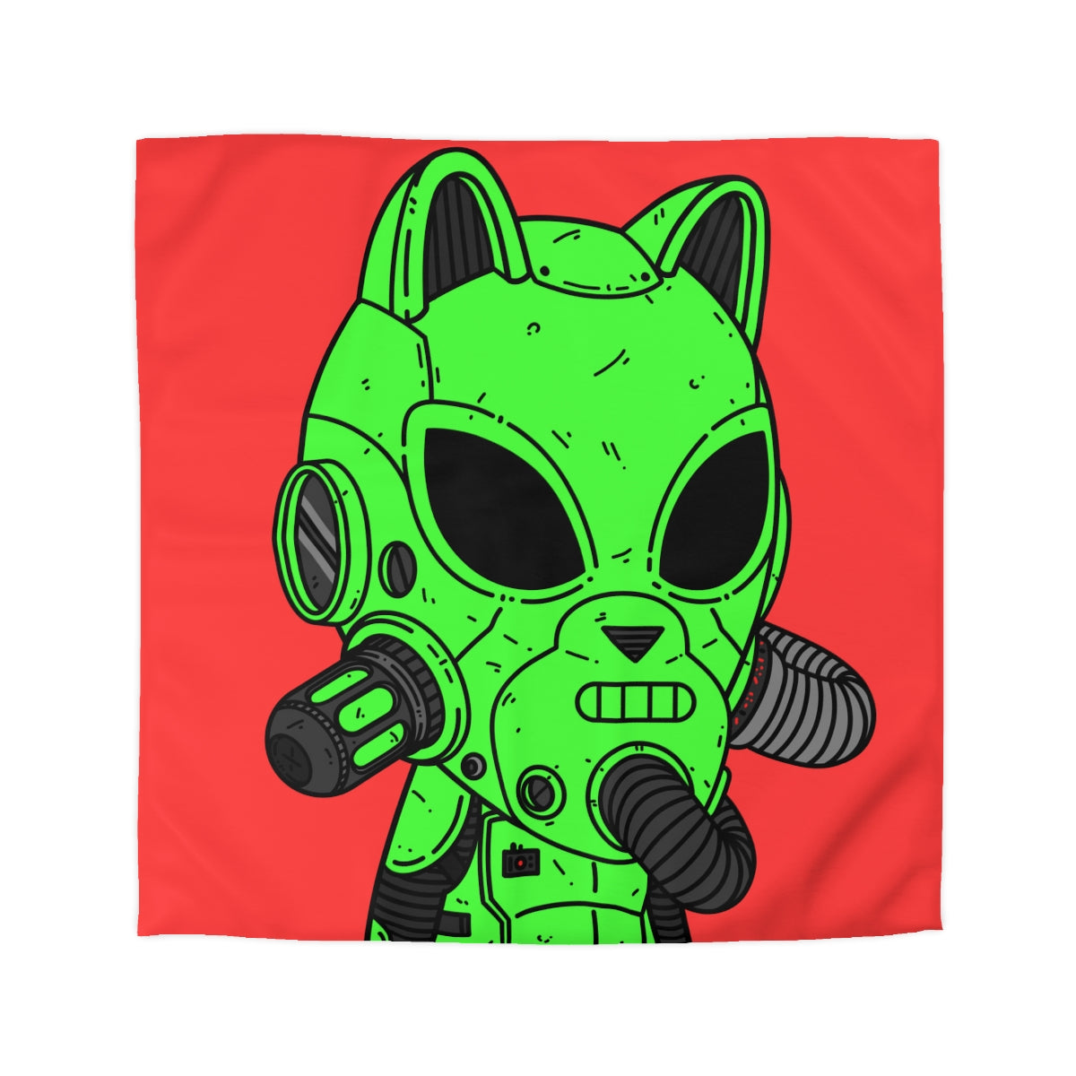 Cat Ears Armored Green Future Alien Cyborg Machine Visitor Microfiber Duvet Cover