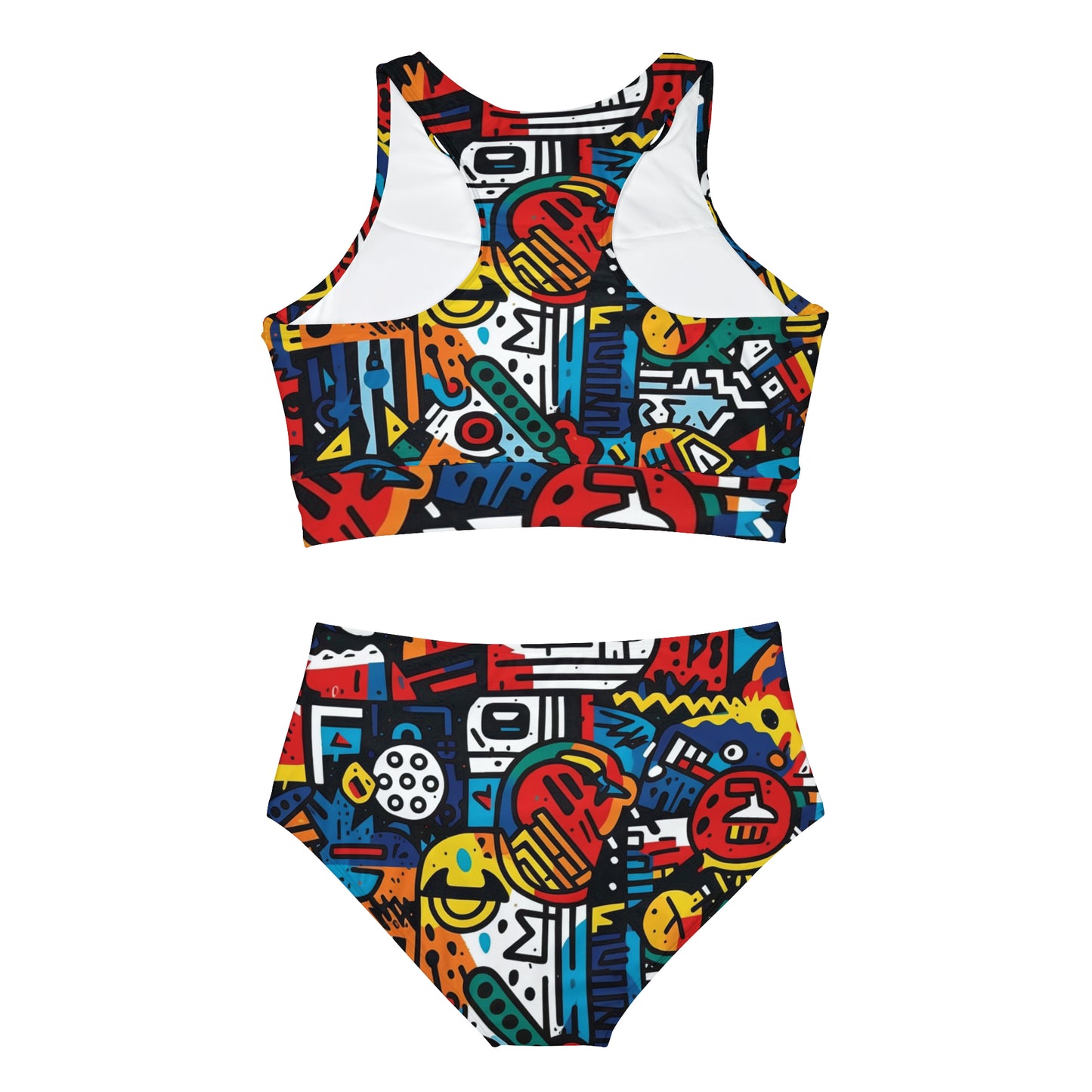 Street Art Inspired Bold Graffiti & Urban Motifs Design Sporty Bikini Set (AOP)