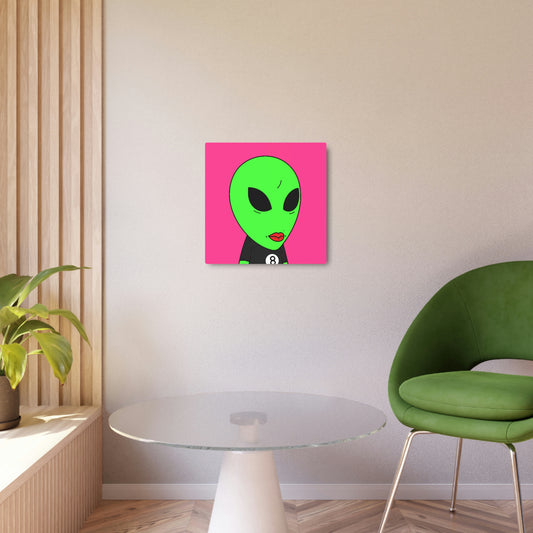 8 Ball Green Alien Lipstick Visitor Metal Art Sign