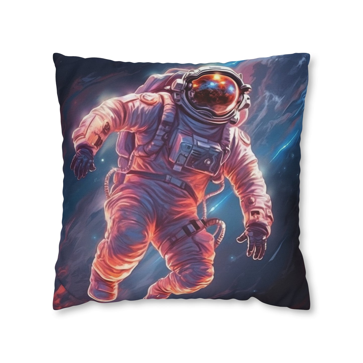 Astronaut Outer Space - Galaxy Starfield Art Spun Polyester Square Pillow Case