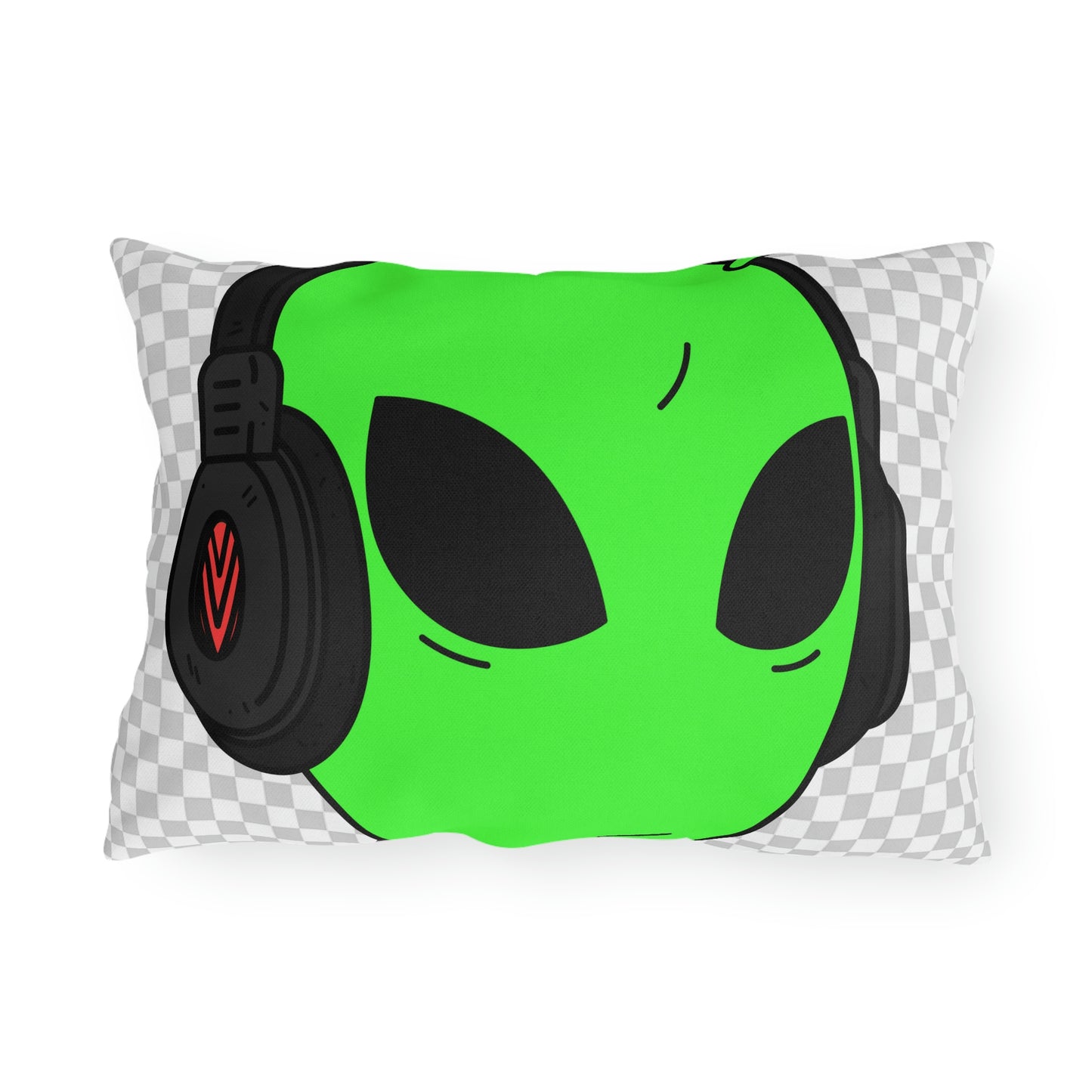 Alien Music Headphone Podcast Character Visitor Outdoor Pillows