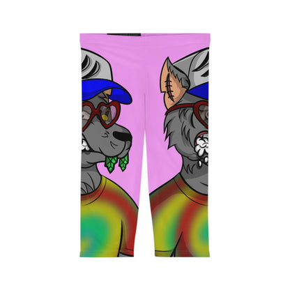 Valentine Heart Wolf Werewolve Tiedye Women’s Capri Leggings (AOP)