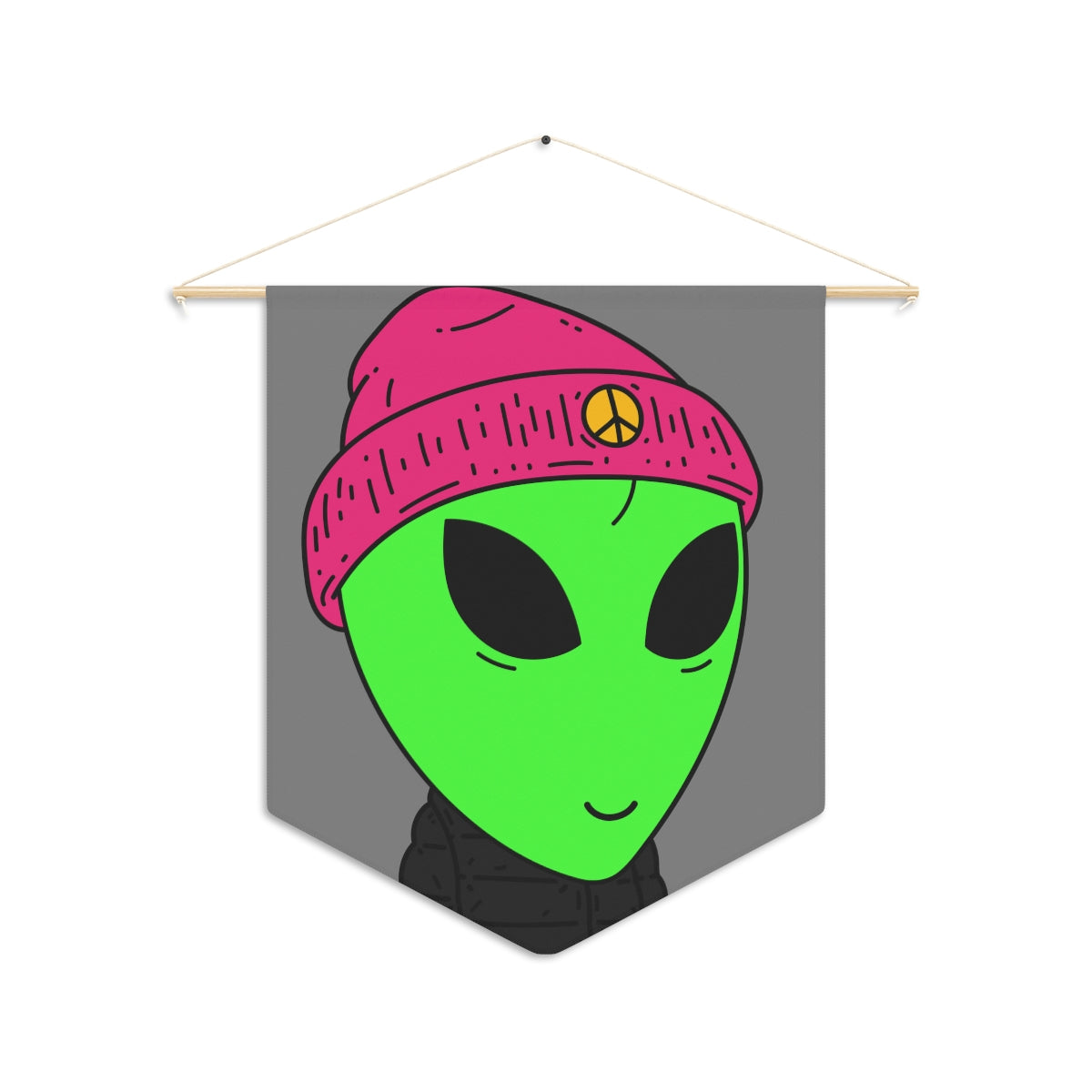 The Visitors Green Alien Peace Hat Pennant