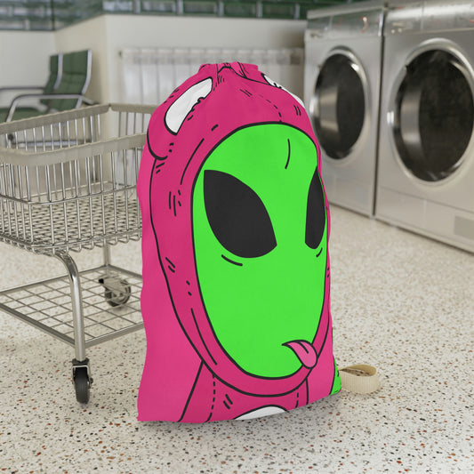 Pink Bear Green Peace Hand Tongue Visitor Alien Laundry Bag