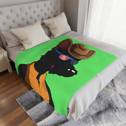 Cowgirl Wolf Cyborg Wolve Minky Blanket