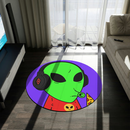 The Visitors Pizza Alien with Headphones Round Rug - Visitor751