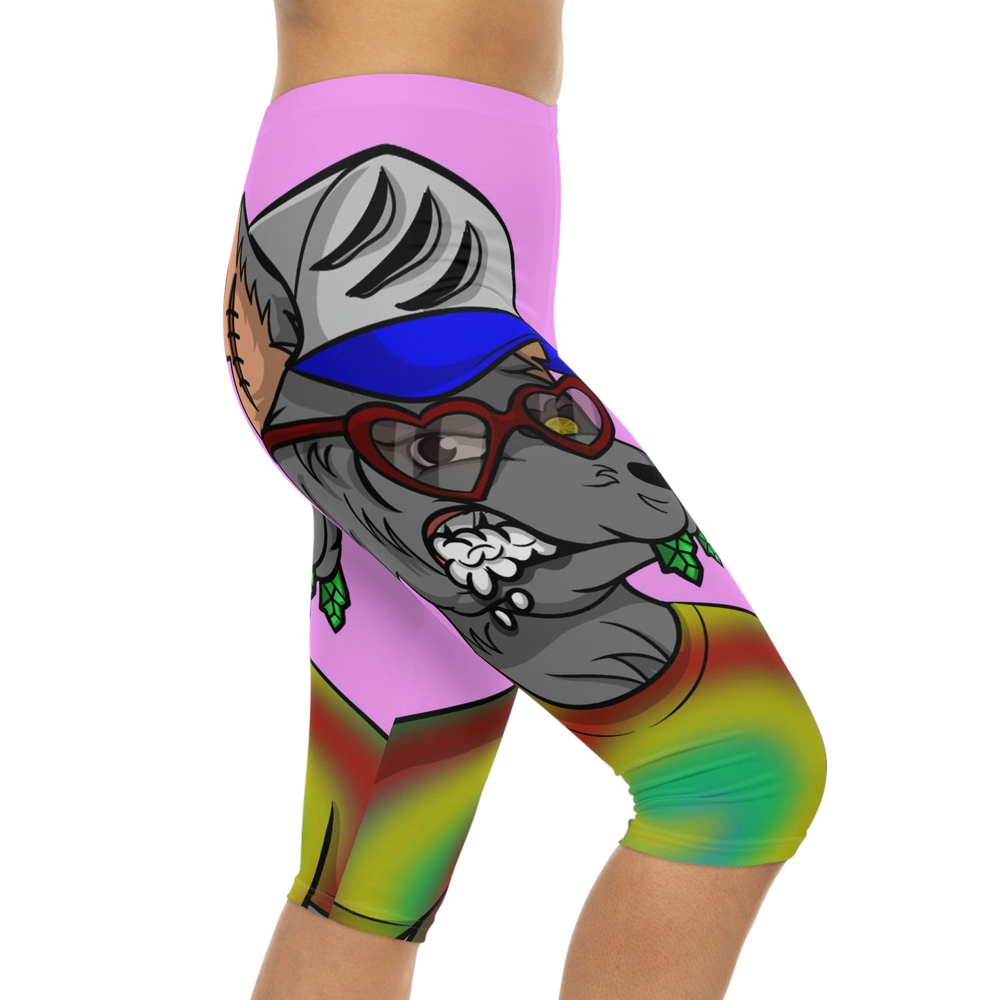 Valentine Heart Wolf Werewolve Tiedye Women’s Capri Leggings (AOP)