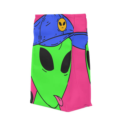 Green Alien Bomb Wield Hand Blue Visi Hat Visitor Polyester Lunch Bag