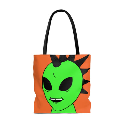 Black Hair Spiked Visitor Alien AOP Tote Bag