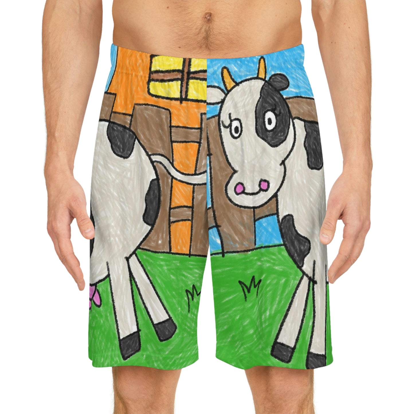 Cow Farm Animal Character Basketball Shorts (AOP)