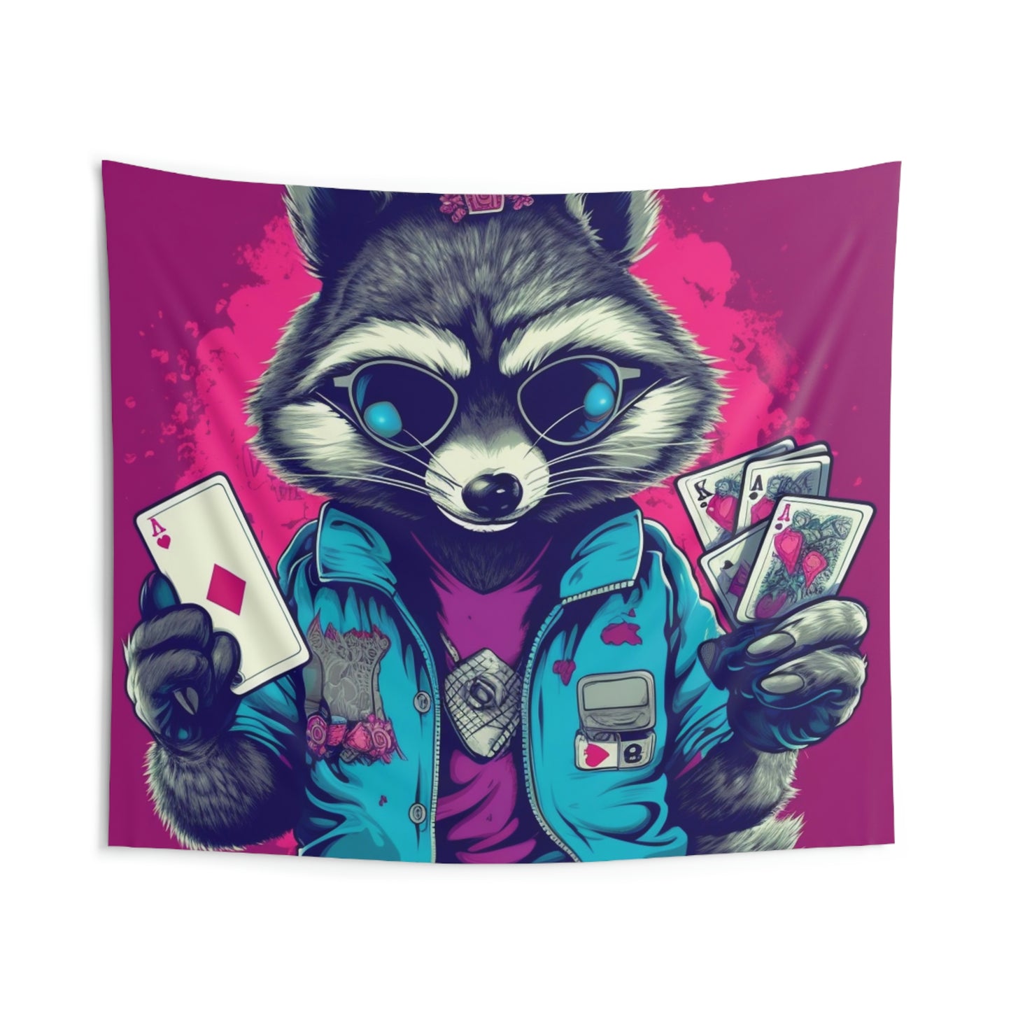 Raccoon Poker Card Player Furry Champion Indoor Wall Tapestries