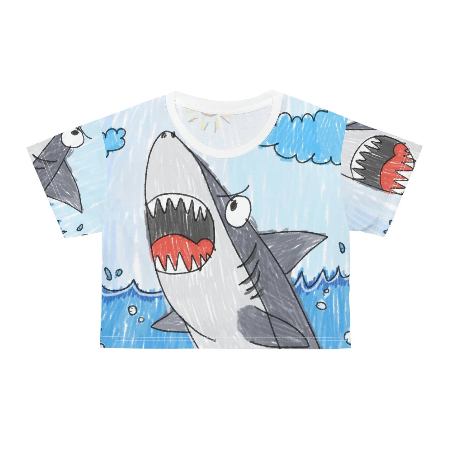 Shark Jaw Teeth Attack Ocean Sea Creature AOP Crop Tee