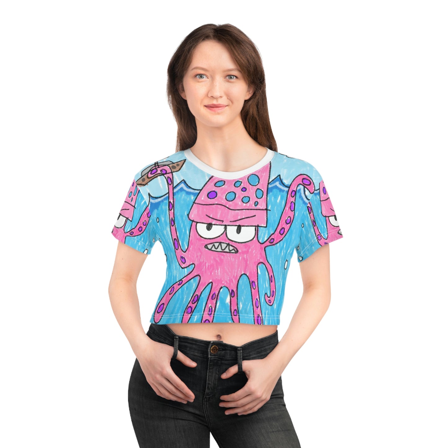 The Kraken Octopus Clean Graphic AOP Crop Tee