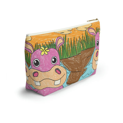 Hippo Hippopotamus Animal Creature Graphic Accessory Pouch w T-bottom