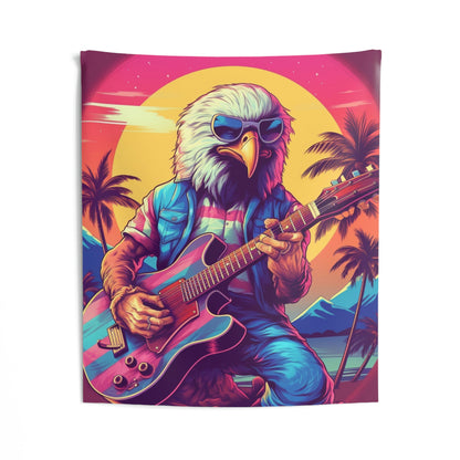 Patriotic Bald Eagle Guitarist USA Band Design Indoor Wall Tapestries