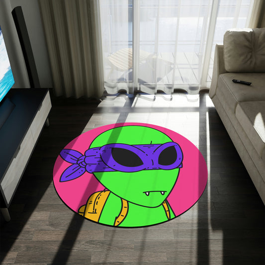 Green Vampire Alien Purple Ninja Mask Yellow Backpack Visitor Round Rug - Visitor751