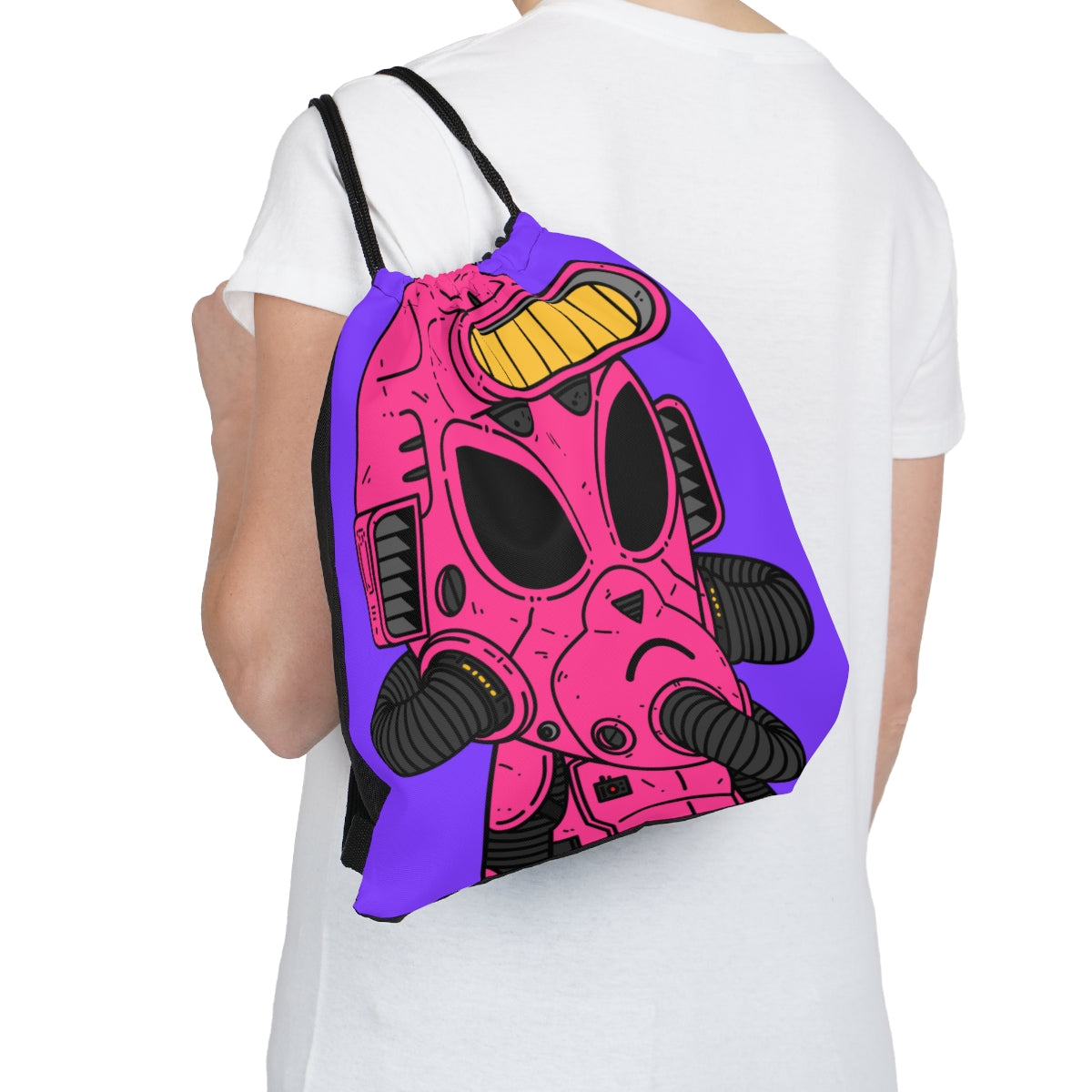 Armored Pink Future Alien Cyborg Machine Visitor Outdoor Drawstring Bag