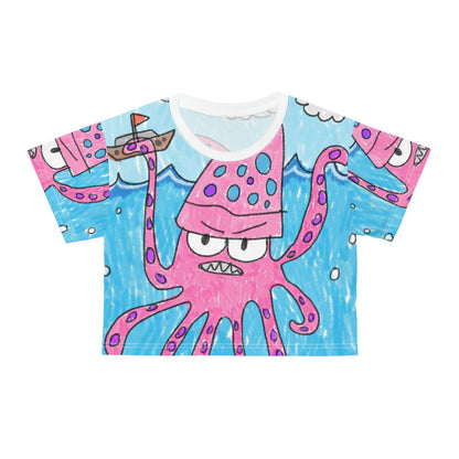 Kraken Octopus クリーン グラフィック AOP クロップ T シャツ